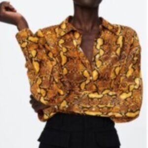 Zara Snake Print Button-Up Shirt Size XXL